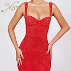 women rhinestone cocktail dress